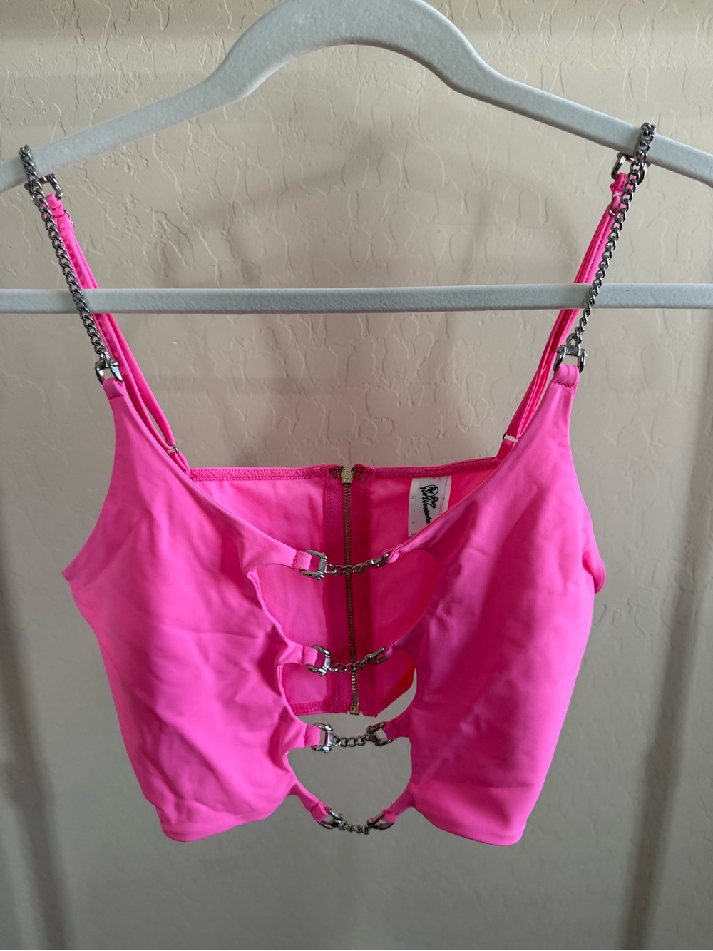 Hot Pink Chain-Accent Camisole Top